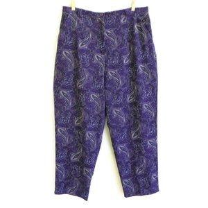 34x27.5 Microfiber Trouser Pant Purple Paisley High Waist Slight Taper PL